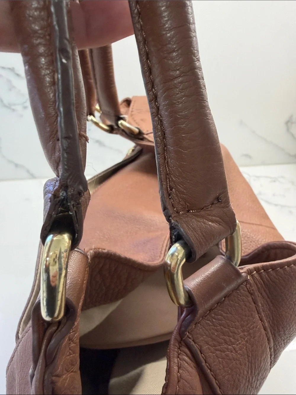 J Crew Classic Brown Leather Tote Handbag